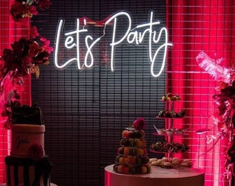 Let's Party Neon Sign,Custom Party Led Light Sign,Halloween Party Decor,Christmas Party Light,Fairy Light Sign,Engagement Party Backdrop