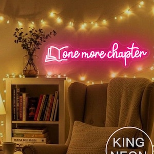 One More Chapter LED Neon Sign, Custom Home Library Neon Light Reading Room Bookshelf Wall Decor Gifts For Book Lover, Gift For Bookworms