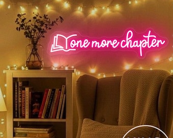 One More Chapter LED Neon Sign, Library Bookshelf Decor