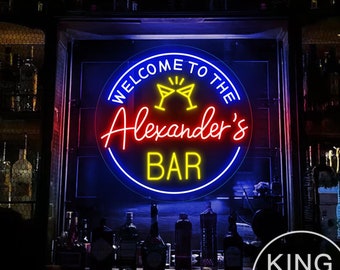 Custom Bar Neon Sign, Personalized LED Home Bar Decor