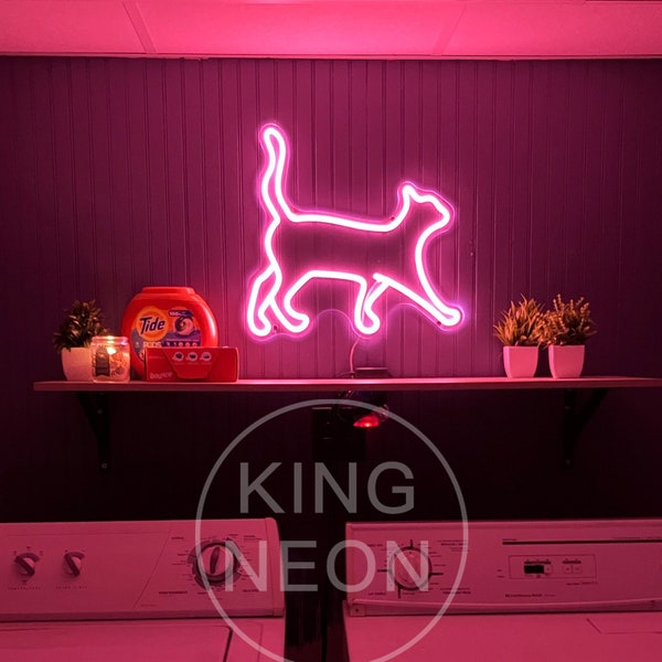 A Walking Cat,Custom Neon Sign,Neon Sign Bedroom,Cat Wall Decor,Kid Room Decro,Neon Wall Art,LED Sign for Coffee Bar,Gift for Her,Night Lamp