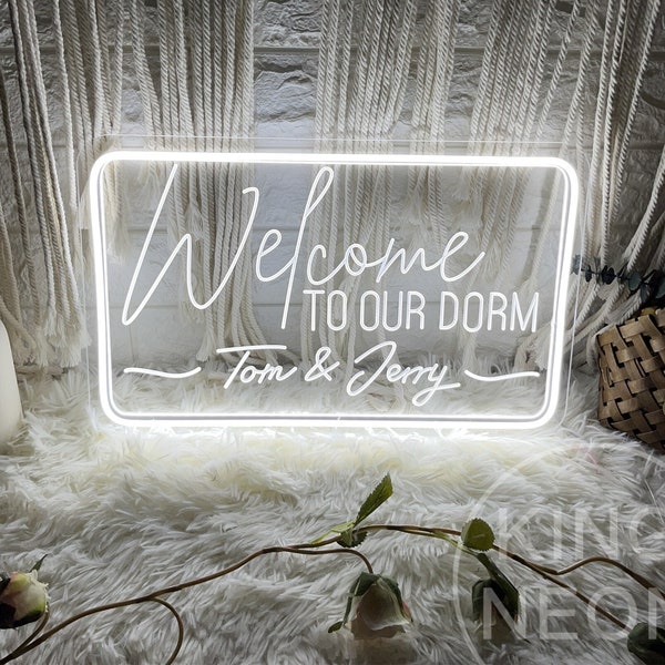 Welcome to Our Dorm Neon Sign Custom Dorm Room Name Neon Sign USB Led Light Sign Back to School Gifts Unique College Dorm Decor Creative