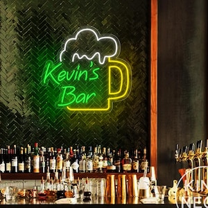 Custom Bar Neon Sign, Personalized Beer Mug LED Neon Light Wall Decor Home Bar Pub Club Man Cave Sign, Gift for Dad, Christmas Gifts For Him