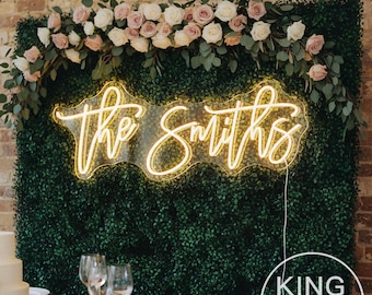 Custom Wedding Neon Sign Last Name | Personalized Couple Name LED Sign | Wedding Backdrop Neon Light | Mr & Mrs Reception Decor