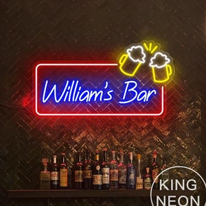 Custom Bar Neon Sign, Personalized Home Bar LED Neon Light Wall Decor Beer Bar Cocktail Bar Pub  Sign, Gift for Dad, Christmas Gift For Him