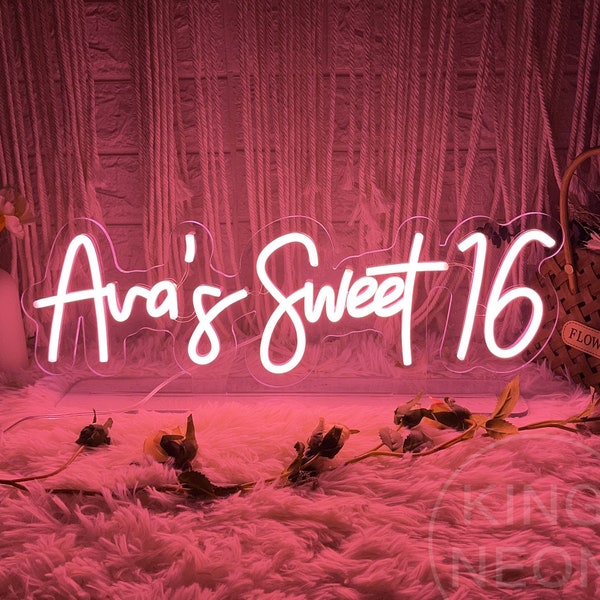 Custom Sweet 16 Neon Sign, Birthday Party Table Decor