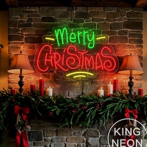 Merry Christmas Neon Sign, Custom Christmas LED Neon Light Sign Home Wall Decor, Christmas Bar Shop Holiday Party Event Decor Christmas Gift