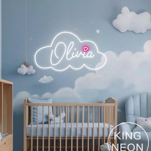 Insegna al neon personalizzata con nome Cloud per bambini, luce al neon a LED per cameretta dei bambini, decorazione da parete per la casa, regalo di compleanno personalizzato, regali di Natale