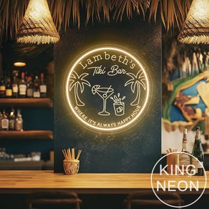 Custom Tiki Bar Neon Sign, USB Engraved Beach Bar LED Neon Light Wall Decor Beach Bar Cocktail Bar Backyard Man Cave Sign, Gift For Him