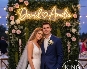Custom Wedding LED Neon Sign, Couple Names, Engagement Backdrop
