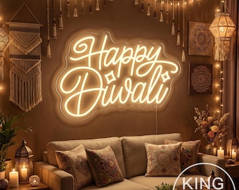 Happy Diwali Neon Sign, Custom Shubh Diwali LED Neon Light, Indian Party Home Wall Decor, Diwali Celebration Sign, Diwali Gift