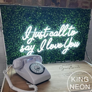 I Just Call To Say I love You LED Neon Schild, Hochzeit Gästebuch Neonlicht Home Schlafzimmer Retro Party Wand Kunst Dekor Backdrop Geschenke für Liebhaber