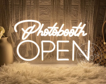 Photobooth Open Neon Sign Custom Photobooth Neon Sign with Stand Open Neon Light Office Open Sign Neon Decor Wedding Reception Sign