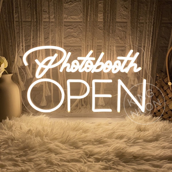 Photobooth Open Neon Sign Custom Photobooth Neon Sign with Stand Open Neon Light Office Open Sign Neon Decor Wedding Reception Sign