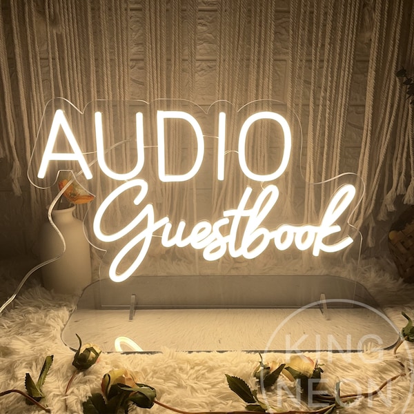 Audio-Gästebuch Neon Leuchtreklame Benutzerdefinierte Hochzeitstisch Leuchtreklame Hochzeit Willkommensschild Bürotischschild Leuchtschild