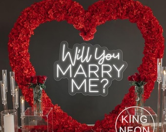 Will You Marry Me? LED Neon Sign, Custom Engagement Party Marriage Proposal Neon Light Decor Wedding Grass Wall Backdrop Decoration