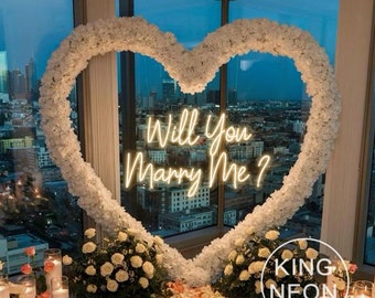 Will You Marry Me? LED Neon Sign, Custom Engagement Party Marriage Proposal Neon Light Decor Wedding Grass Wall Backdrop Decoration