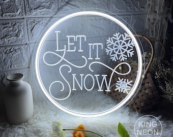 Let It Snow LED Neon Sign, Custom Christmas Wall Decor
