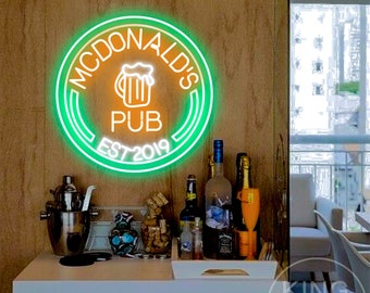 Custom Beer Bar Neon Signage,Bar Name Neon Sign,Led Lights Sign for Pub Wall Decor,Man Cave Light Sign,Home Bar Sign,Unique Gifts for Him,