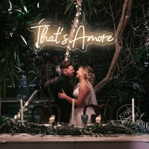 Insegna per matrimonio "That's Amore", insegna al neon a LED personalizzata per matrimonio, decorazioni per feste di matrimonio, regali di nozze ideali, sfondo per fidanzamento