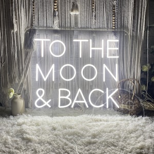 To the Moon And Back Neon Signs Wedding Neon Sign Home Room Wall Decor Engagement Wall Art Personalized Couple Gifts Bridal Shower Sign
