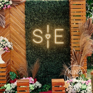 Letrero de neón LED con iniciales personalizadas, nombre y corazón, luz de neón con apellido, decoración minimalista para fiesta de boda, regalo personalizado para pareja