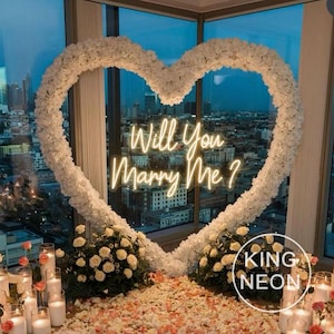 Insegna al neon a LED "Mi vuoi sposare?", decorazione al neon personalizzata per festa di fidanzamento, proposta di matrimonio, sfondo per muro di erba per matrimonio.