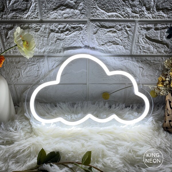 White Cloud Neon Light,Kids Room Wall Decor,Nursery Clouds Wall Sign Art,Baby Shower Neon Decor,Toddler Room Cloud Light Sign,Gift for Kids