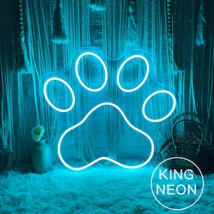 Pfote Abdruck Leuchtreklame, Benutzerdefinierte Tier Haustier Neonlicht Kinderzimmer Kind Zimmer Schlafzimmer Wohnkultur Haustier Geschäft Spa Hotel Wanddekoration Geschenk für Tierliebhaber