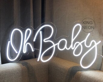 Oh Baby Baby Shower Gender Reveal Custom Party Neon Sign Flex Led Text Neon Light Sign Neon Led Custom Led Neon Sign Home Room Birthday