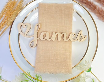 Custom Place Cards,Personalized Wedding Name Card,Wood Name Place Card for Wedding Party,Laser Cut Wood Name Signs,Wedding Table Decor