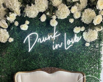 Insegna al neon Drunk In Love, insegna luminosa al neon a LED per festa di matrimonio personalizzata, sfondo per matrimonio, decorazione da parete, cartello di benvenuto, regali di fidanzamento per l'amante