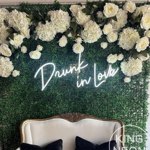 Insegna al neon "Drunk In Love", insegna luminosa al neon a LED per bar per matrimoni personalizzata, decorazione da parete per sfondo di nozze, cartello di benvenuto, regalo di fidanzamento per la persona amata.