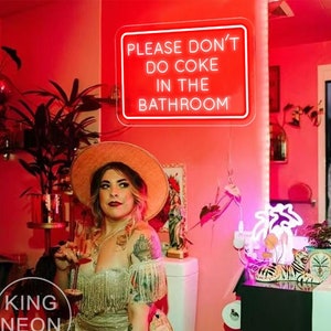 Please Don&#39;t Do Coke In The Bathroom Neon Sign, Custom 3D Engraved Art Neon Sign USB LED Light For Bedroom Party Home Wall Decor Gift