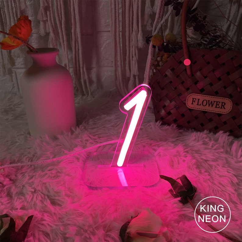 Number Neon Light,Custom Neon Sign,USB Desk Lamp,Battery Table Light,Neon Sign Wedding,Wedding Table Decorations,Led Neon Light For Bedroom image 4