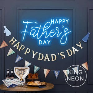 Letrero de neón LED "Feliz Día del Padre", luz de neón LED personalizada para fiesta del Día del Padre, fondo de fiesta en casa, decoración de pared, regalo para papá, regalo para papá