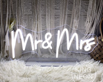 Mr & Mrs Table LED Neon Sign, Custom Wedding Reception Neon Night Light Home Decoration Wedding Engagement Party Decor Reception Sign