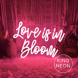 Love Is In Bloom Neon Sign, Custom Wildflowers Bridal Shower LED Neon Light Wedding Welcome Sign Party Backdrop Decor Gifts For Couple