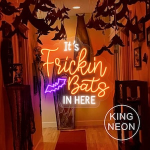It&#39;s Frickin Bats In Here Neon Sign, Custom Halloween Party Bat LED Neon Light Halloween Home Bar Decor Sign Personalized Halloween Gift