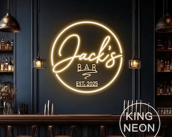 Custom Bar Neon Sign, Home Bar LED Neon Light,Whiskey Bar Man Cave Cocktail Bar Wall Decor,Personalized Christmas Gift For Him, Gift For Dad