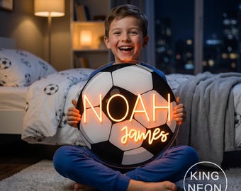 Custom Soccer Name LED Neon Sign, UV Printed Sports Decor