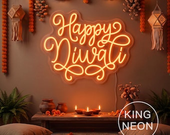 Happy Diwali LED Neon Sign, Custom Shubh Diwali Neon Light, Indian Festival Home Wall Decor, Diwali Celebration Sign, Diwali Gift