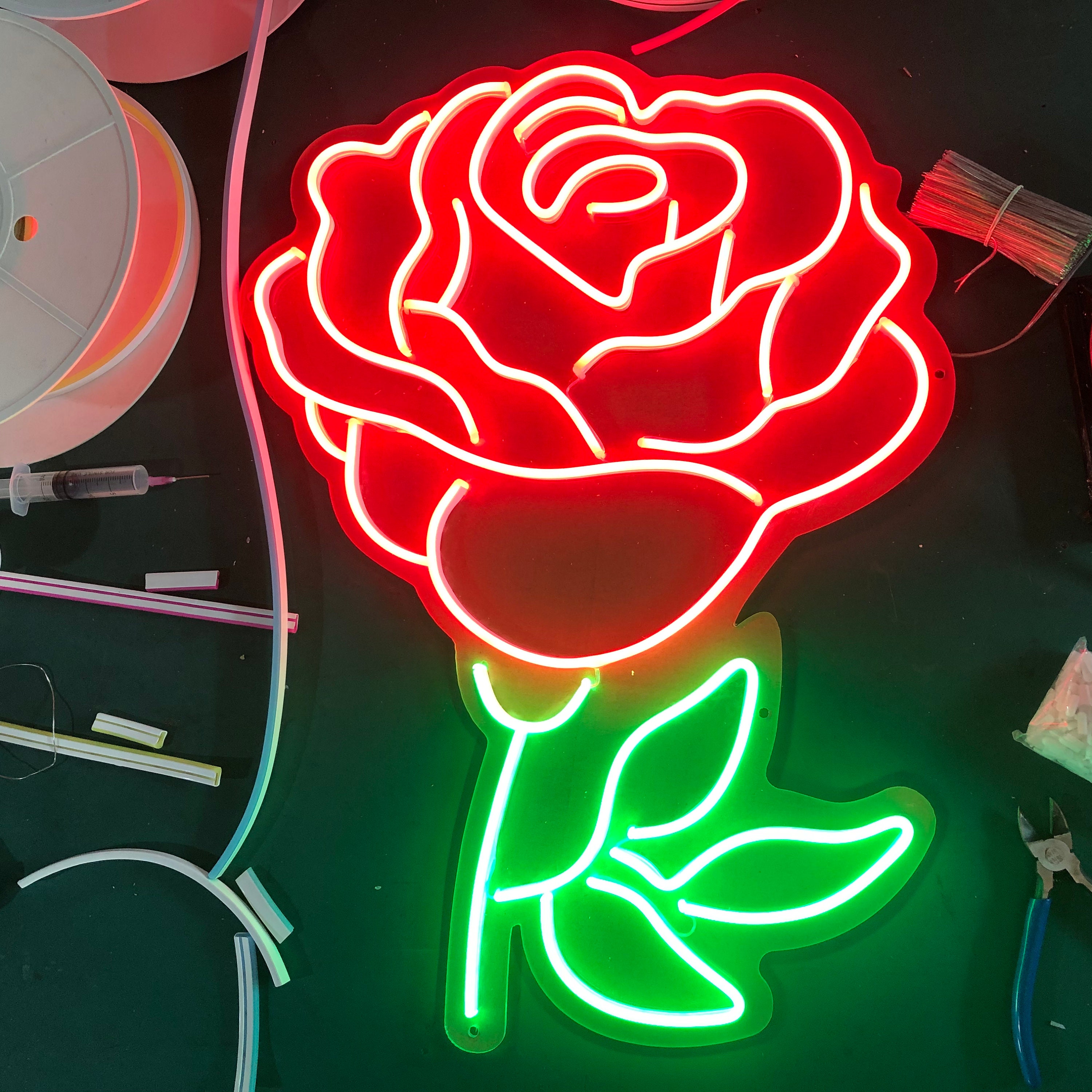 Rose Neon Sign Custom Flower Led Neon Light Sign for Bedroom Etsy