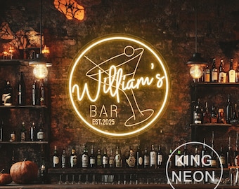 Custom Cocktail Bar Neon Sign, Home Bar LED Neon Light, Man Cave Cocktail Club Wall Decor, Personalized Christmas Gift For Him, Gift For Dad