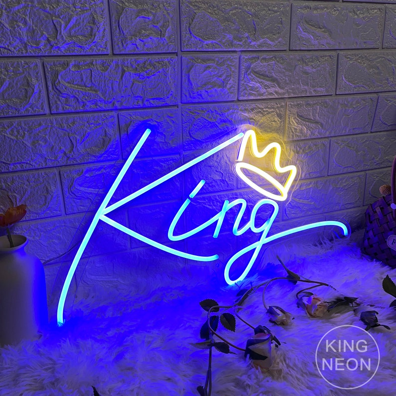 King Signs With Crownled Sign for Bedroomneon Bar Signparty Etsy