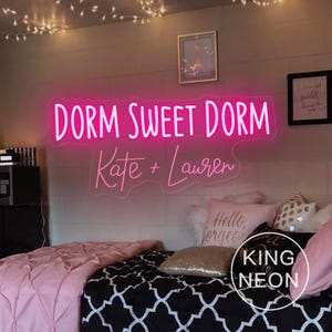 Dorm Sweet Dorm Neon Sign, Custom Roomies Name Sign, Roommates Name LED Neon Light Girls Dorm Room Wall Decor,Gift For Roommate,Roomies Gift
