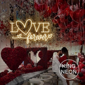 Love Forever Heart Neon Sign, Custom Wedding Party LED Neon Light Valentine&#39;s Day Wedding Backdrop Decor Gift For Lover Valentine&#39;s Day Gift