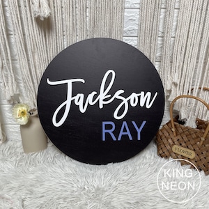 Round Nursery Name Sign,Custom 3D Wood Baby Name Sign Nursery Baby Shower Wall Decor,Kid Bedroom Wooden Name Sign,Gift For Kids,Newborn Gift