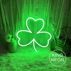 Letreiro de néon de folha de trevo, trevo de dia de São Patrício personalizado, luz de néon LED, decoração de parede para casa de feriado do dia de São Patrício, luz irlandesa da sorte