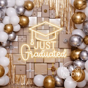 Chapéu recém-formado letreiro de néon, parabéns personalizado Grad LED Neon Light Prom 2025 Party Backdrop Decoração de parede Decoração de formatura, presente de formatura